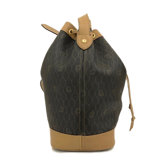 Authentic Christian Dior Honeycomb PVC/Leather Drawstring Shoulder Bag - Picture 3 of 11